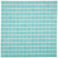 Mosaïque en pâte de verre turquoise sur trame nylon