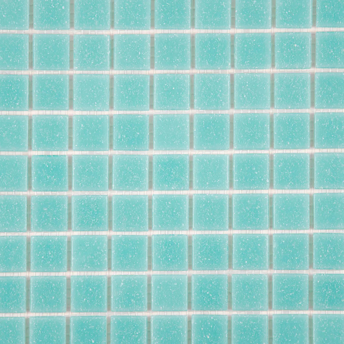 Mosaïque en pâte de verre turquoise sur trame nylon zoom