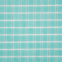 Mosaïque en pâte de verre turquoise sur trame nylon zoom