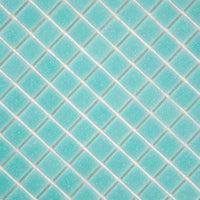 Mosaïque en pâte de verre turquoise sur trame nylon zoom perspective