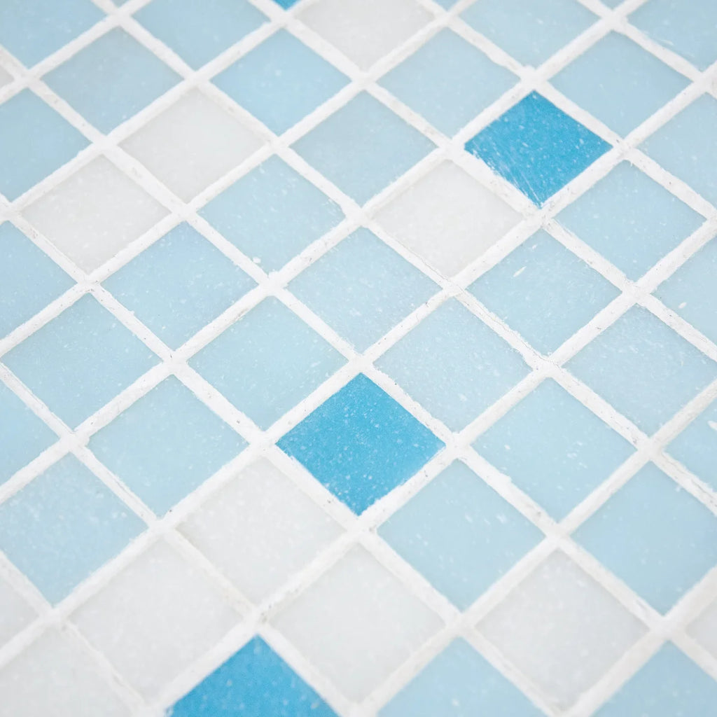 Mosaique melange adouci blanc bleu