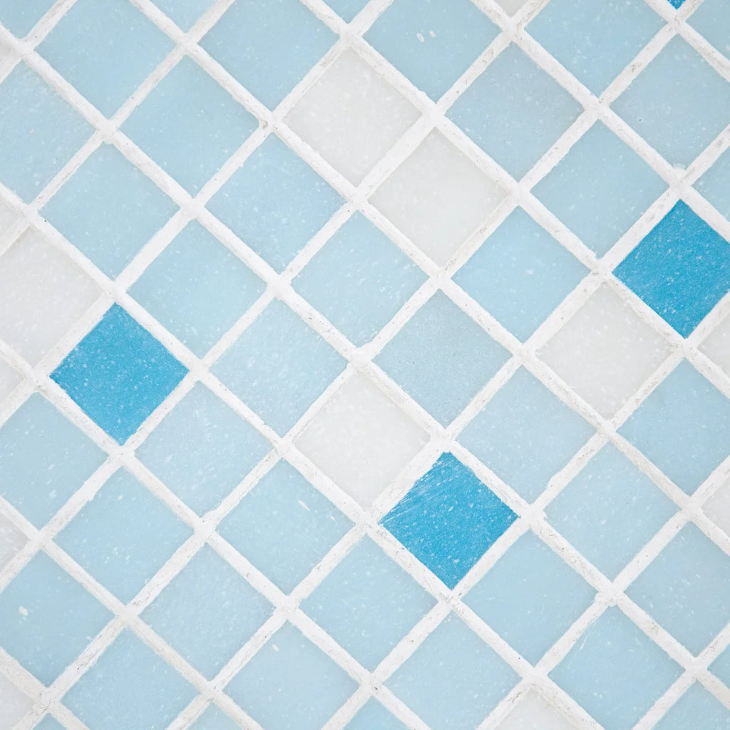 Mosaique melange adouci blanc bleu