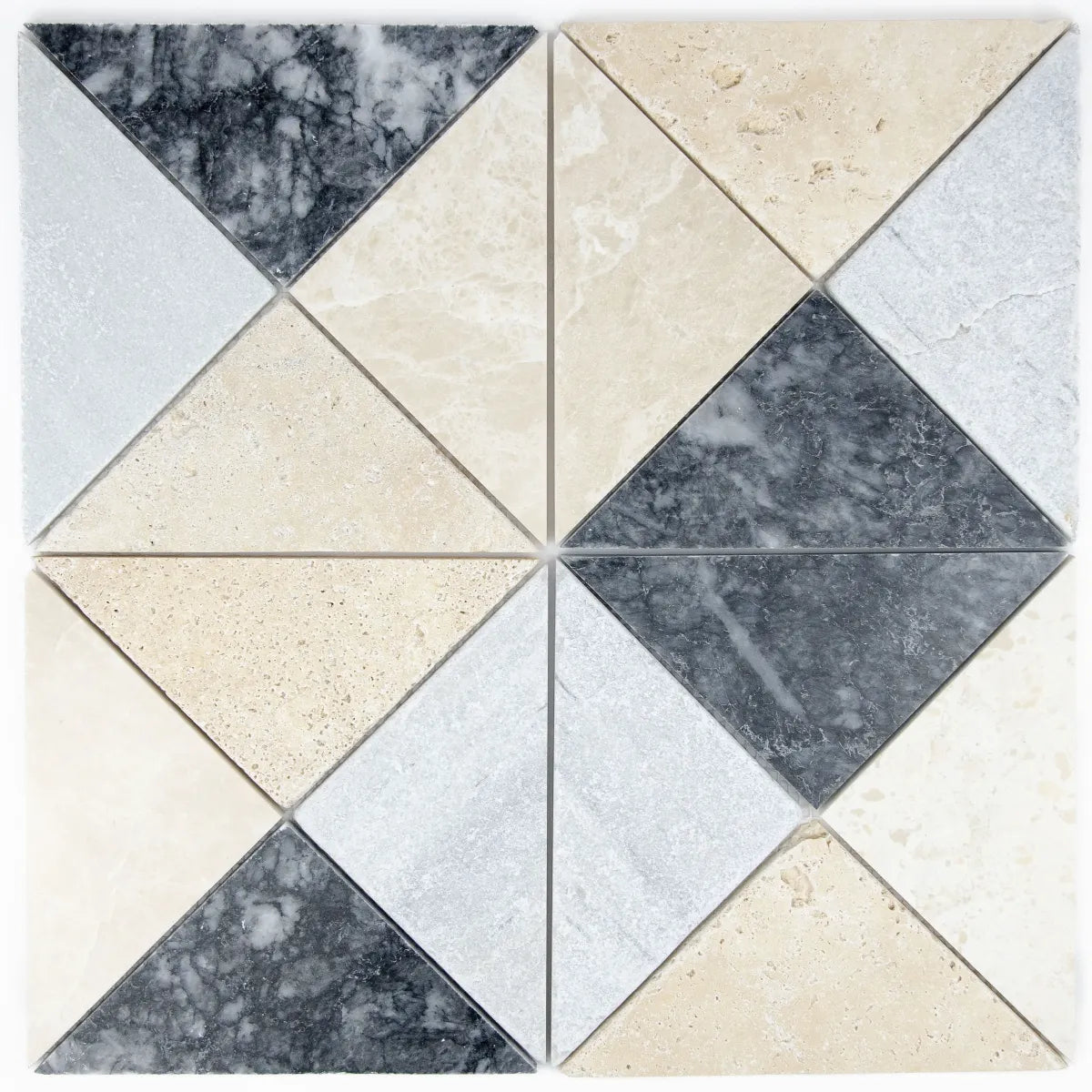 Composition marbre travertin arlequin motif mosaïque variations carreaux
