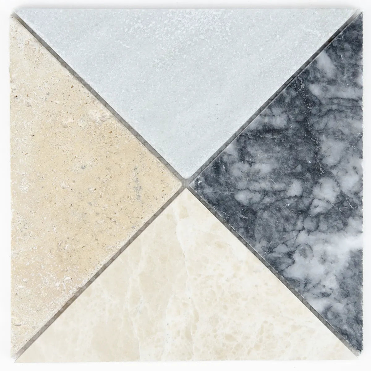 Mosaïque marbre travertin arlequin motif A 20x20 cm carreaux