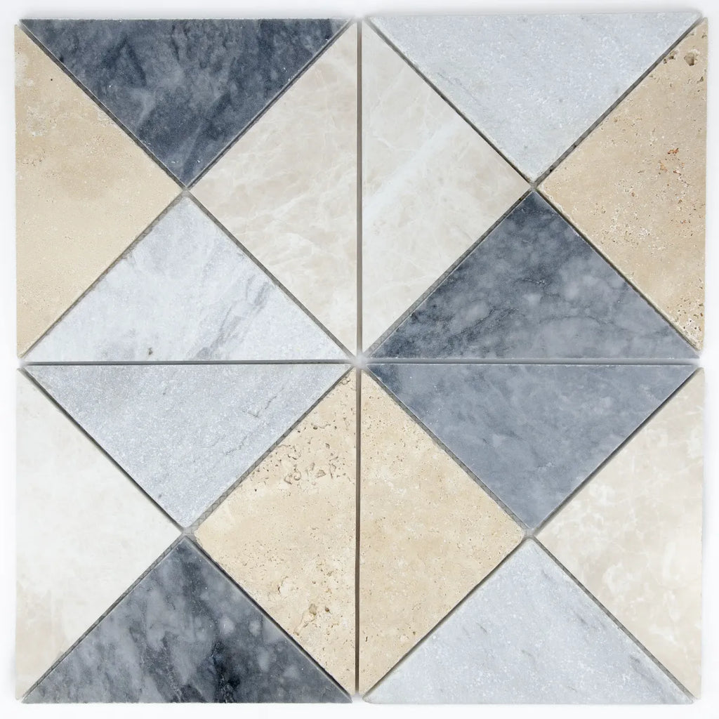 Composition marbre travertin arlequin motif B mosaïque variations carreaux