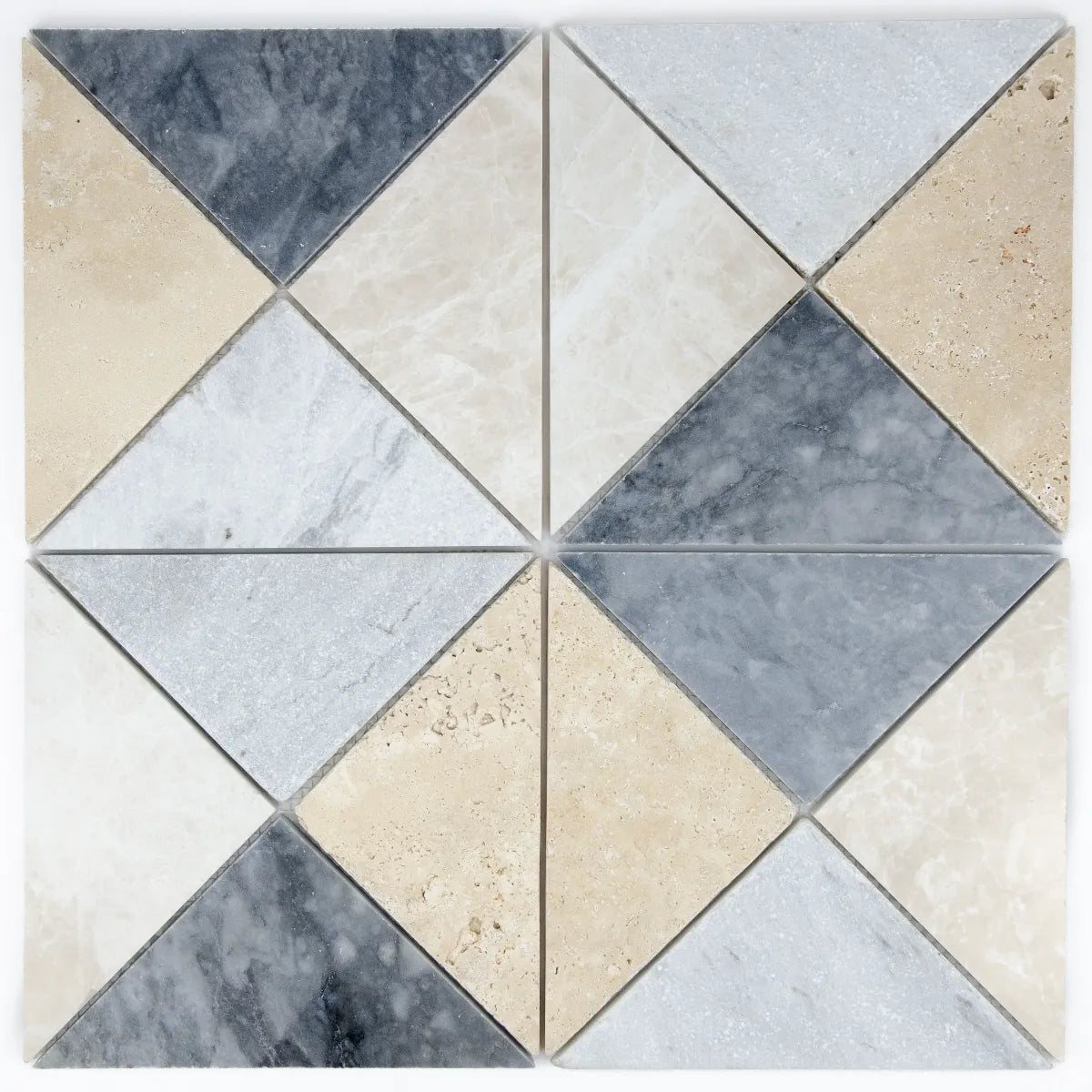 Composition marbre travertin arlequin motif B mosaïque variations carreaux