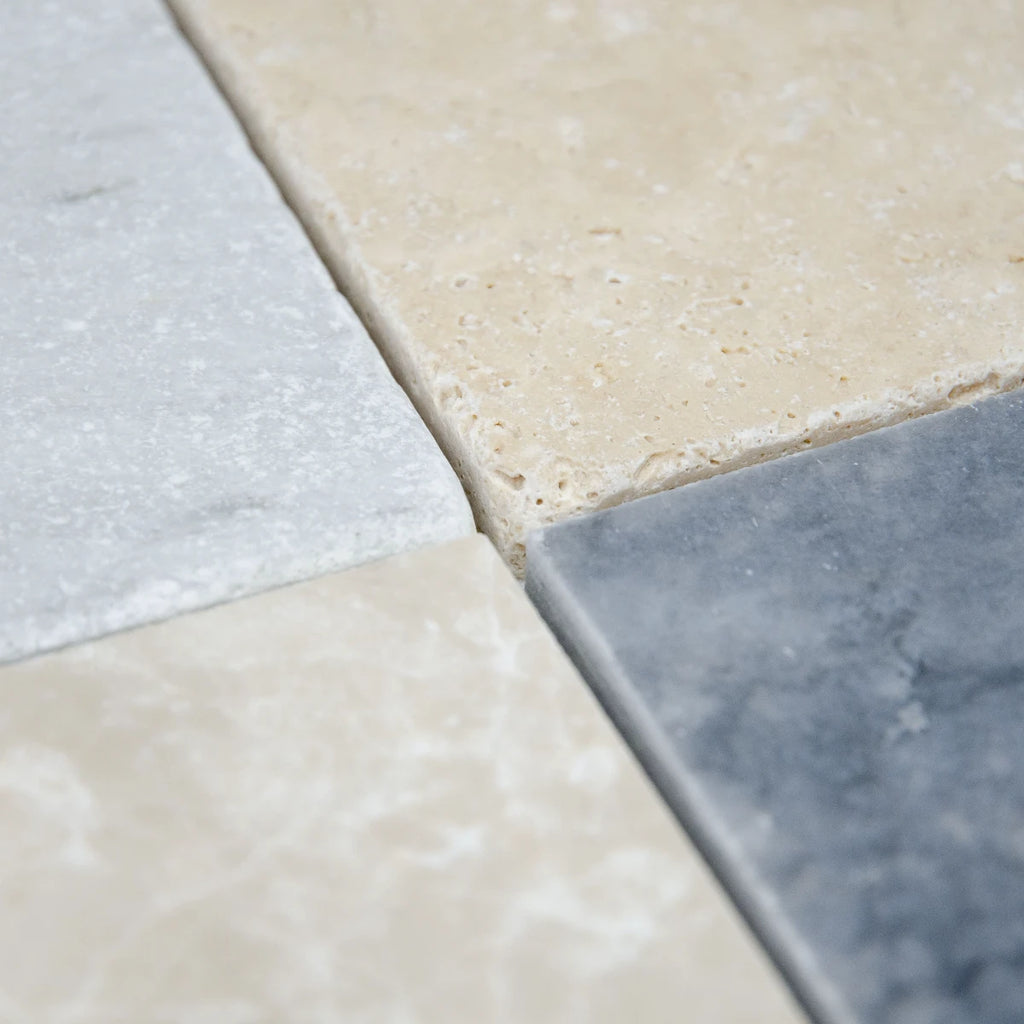 Détail joints arlequin marbre travertin mosaïque motif B relief pierre