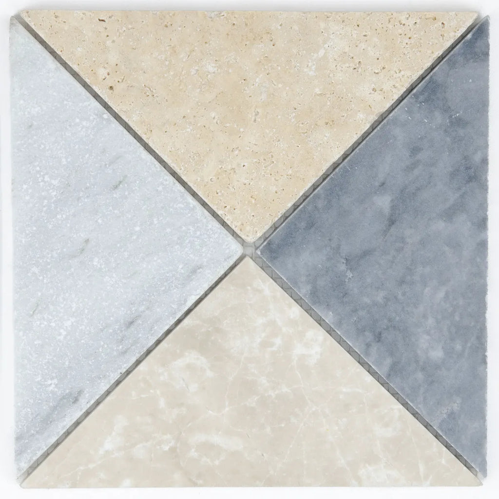 Mosaïque marbre travertin arlequin motif B 20x20 cm carreaux