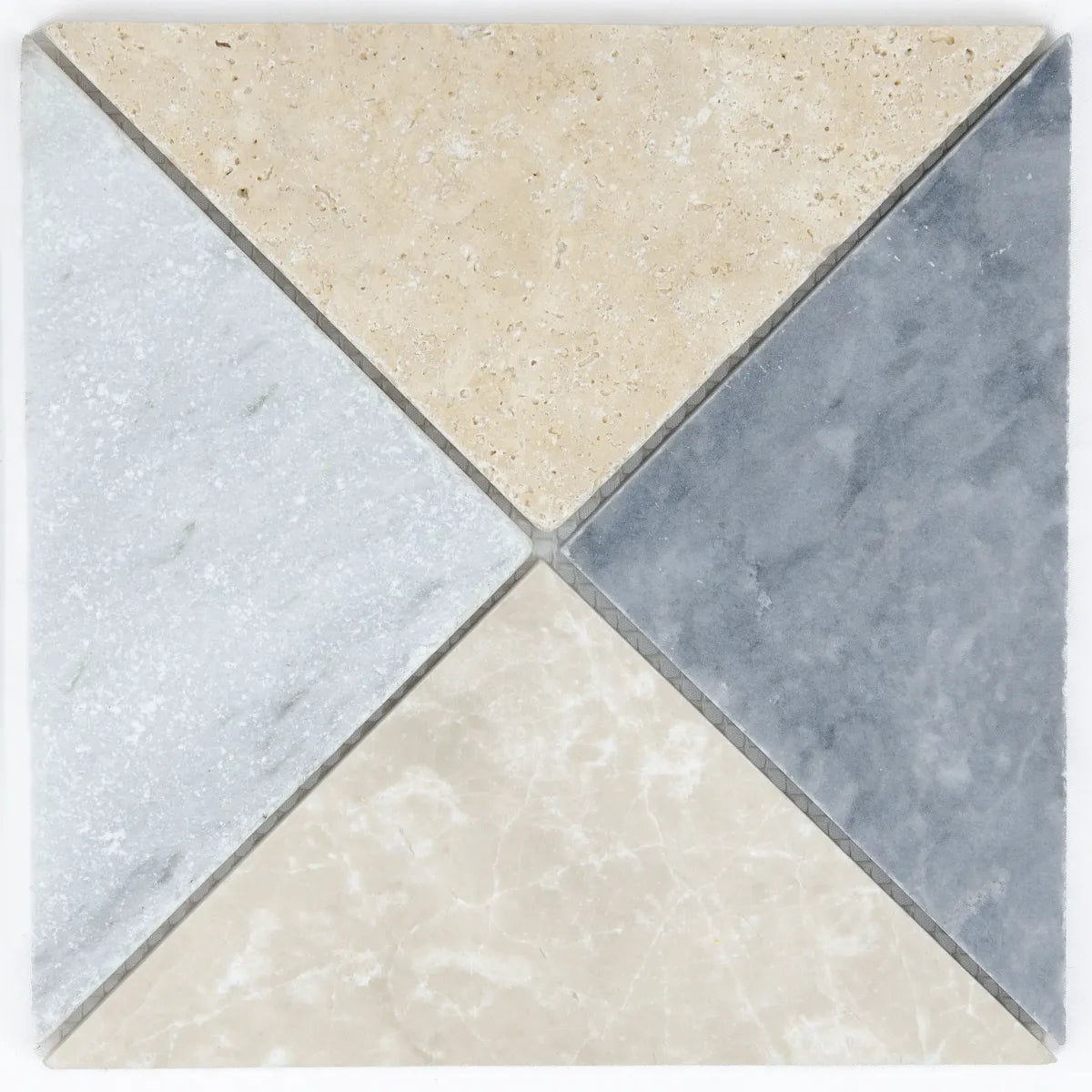 Mosaïque marbre travertin arlequin motif B 20x20 cm carreaux