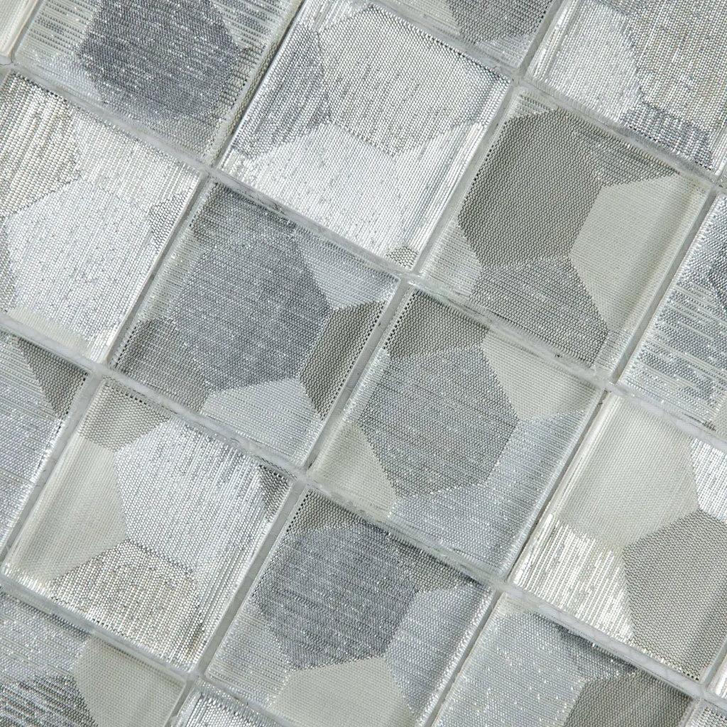 Mosaïque en verre argent décoré détails