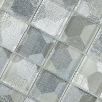 Mosaïque en verre argent décoré détails