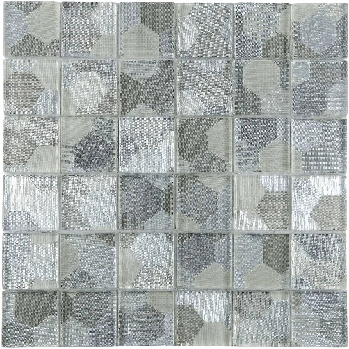 Mosaïque en verre argent décoré