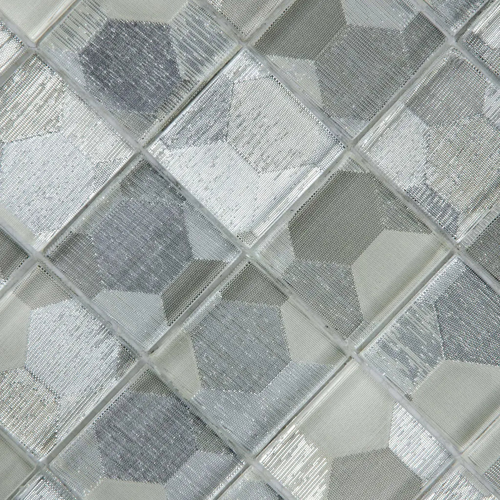 Mosaïque en verre argent décoré relief