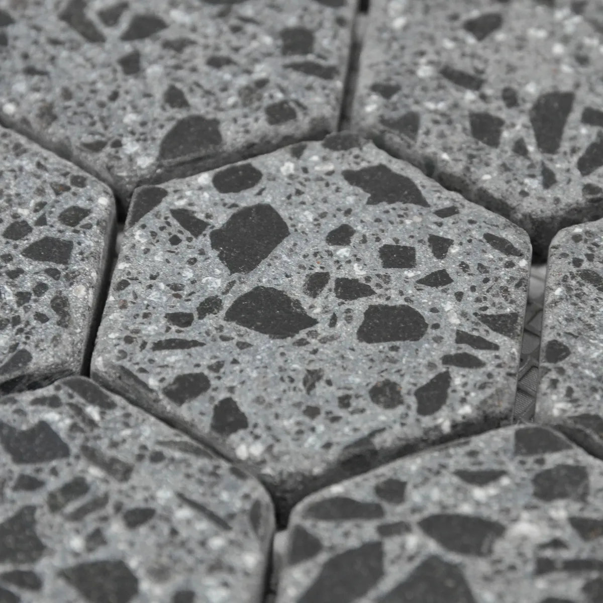 Texture et rendu de la Mosaïque Hexagone Terrazzo Black