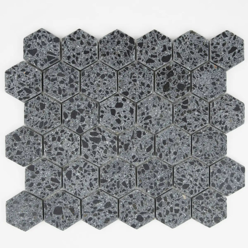 Mosaïque Hexagone Terrazzo Black