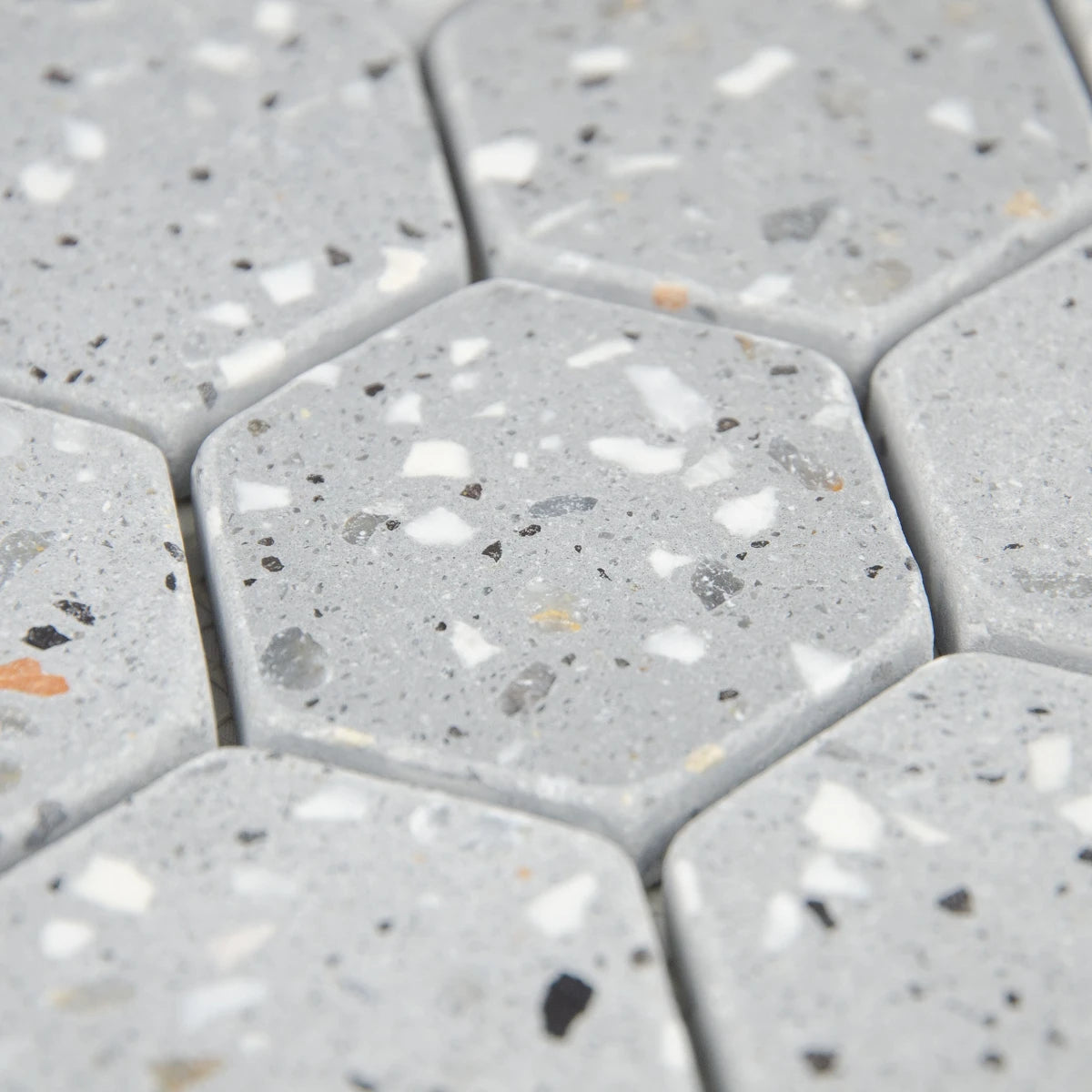 Texture et rendu de la Mosaïque Hexagone Terrazzo Dark Grey