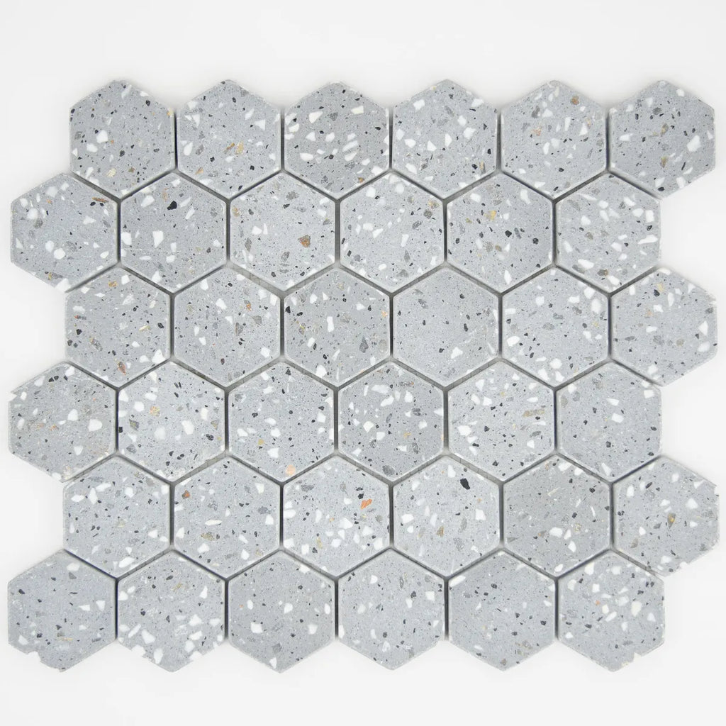 Mosaïque Hexagone Terrazzo Dark Grey