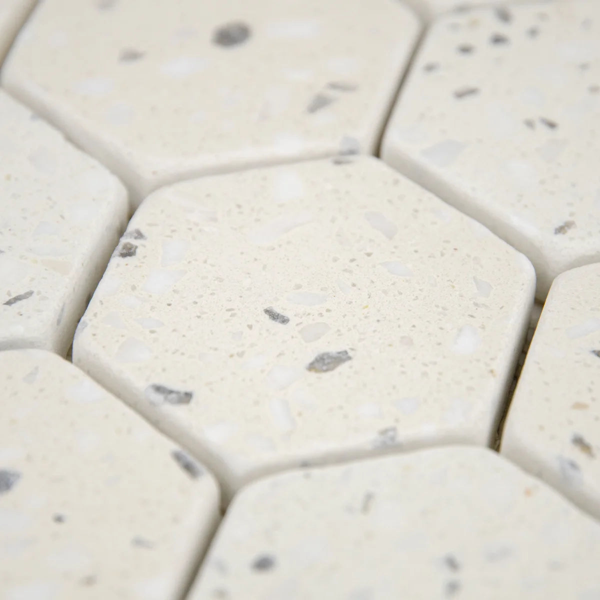 Texture et rendu de la Mosaïque Hexagone Terrazzo Ivoire