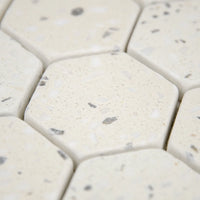 Texture et rendu de la Mosaïque Hexagone Terrazzo Ivoire