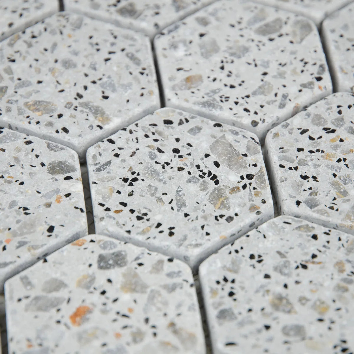 Texture et rendu de la Mosaïque Hexagone Terrazzo Light Grey