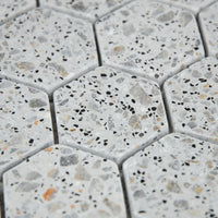Texture et rendu de la Mosaïque Hexagone Terrazzo Light Grey