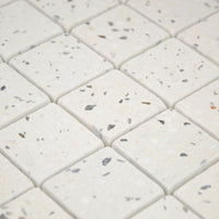 Vue en perspective et mise en situation de la Mosaïque Terrazzo Ivoire