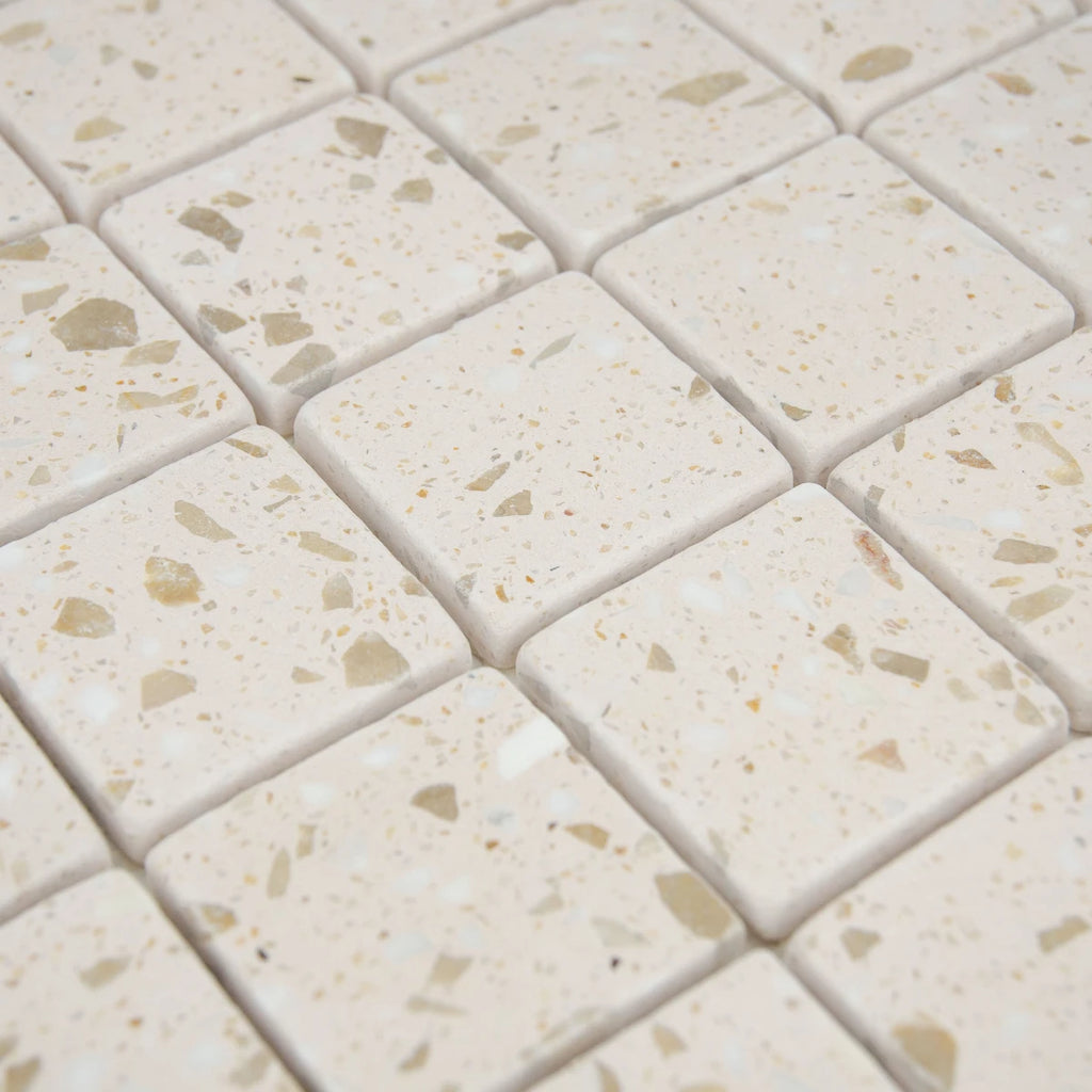 Vue en perspective et mise en situation de la Mosaïque Terrazzo Nude