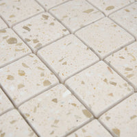 Vue en perspective et mise en situation de la Mosaïque Terrazzo Nude