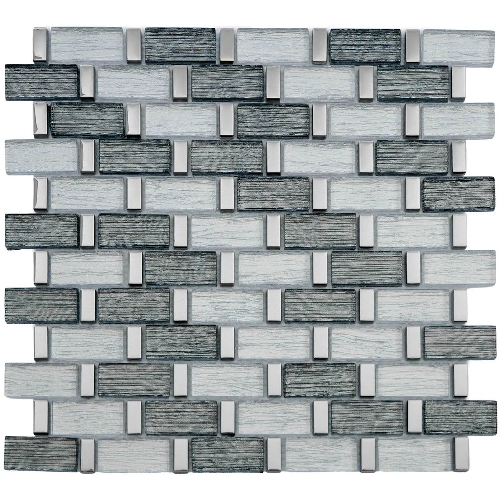 mosaïque en verre a aluminium gris format barrette