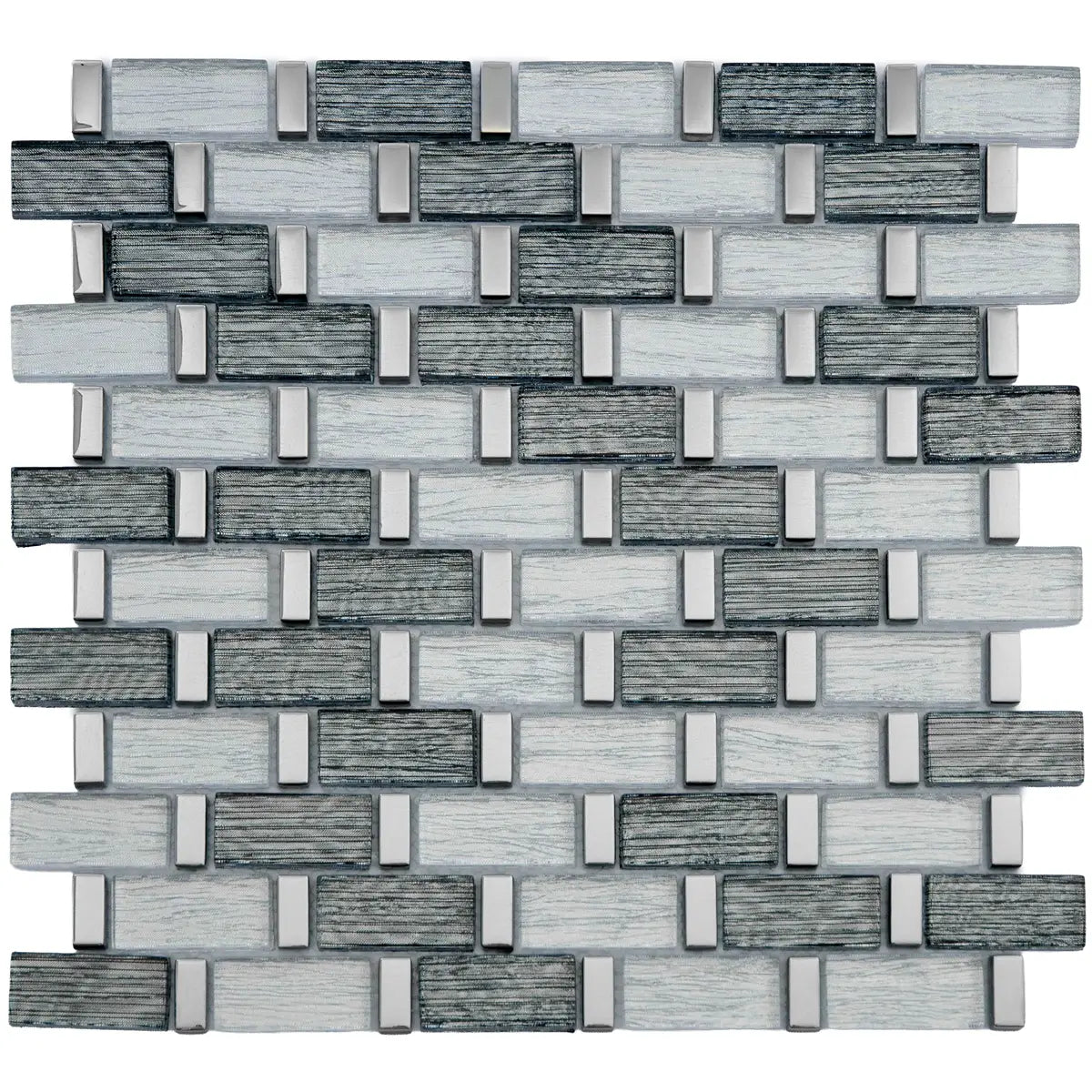 mosaïque en verre a aluminium gris format barrette