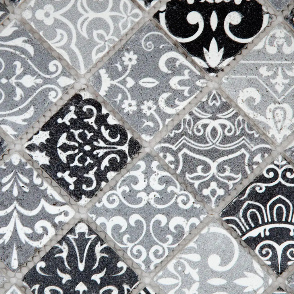 Détail joints relief travertin gris mosaïque surface pierre naturelle