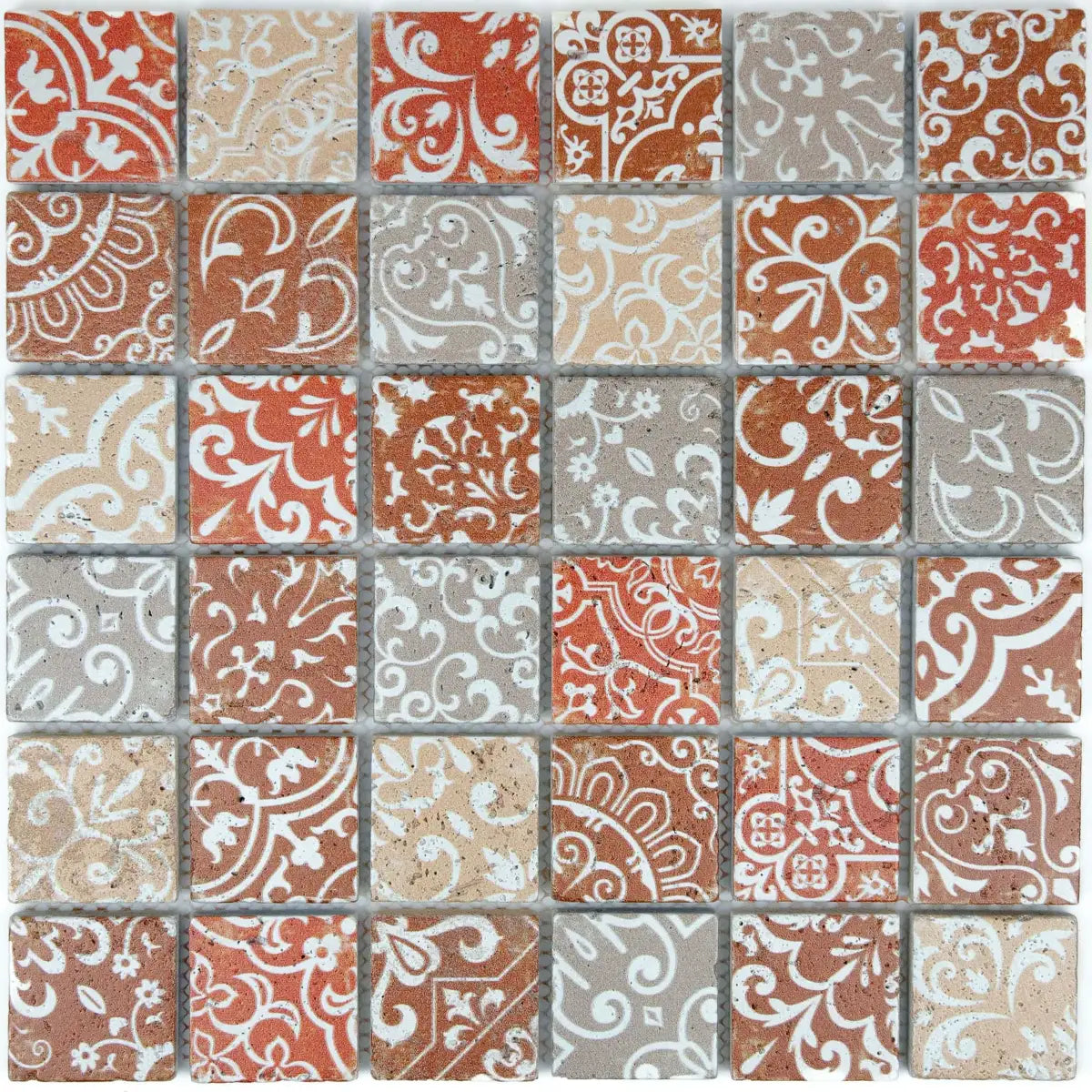 Mosaïque travertin baroque marron petit format