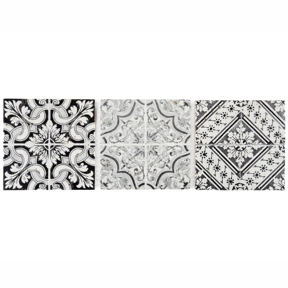 Mosaique decor renaissance travertin decore noir