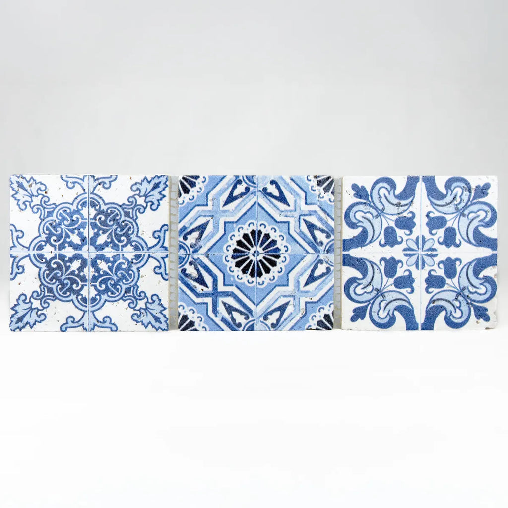 Décor mosaïque travertin Renaissance bleu 10x30,5 cm composition motif pierre