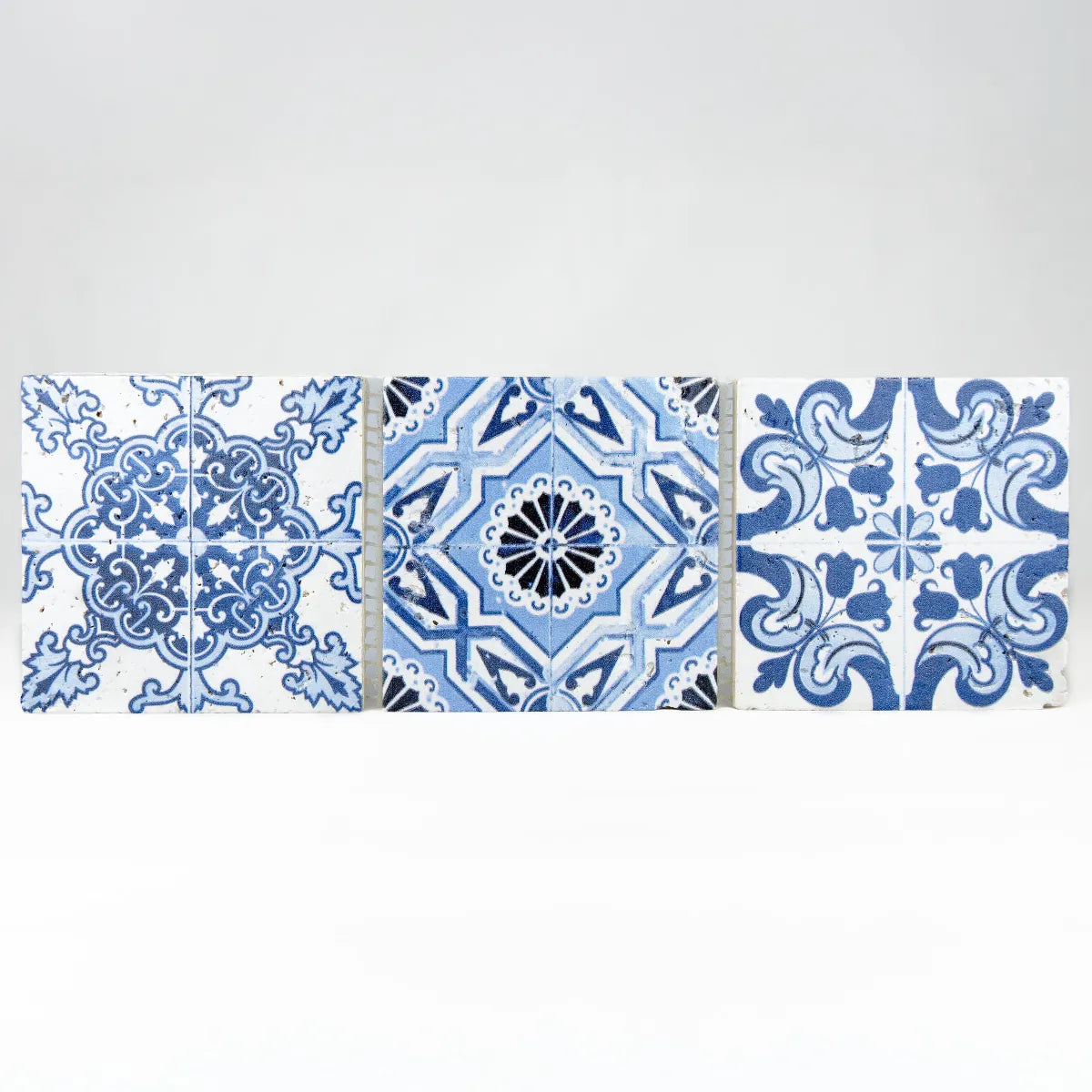 Décor mosaïque travertin Renaissance bleu 10x30,5 cm composition motif pierre