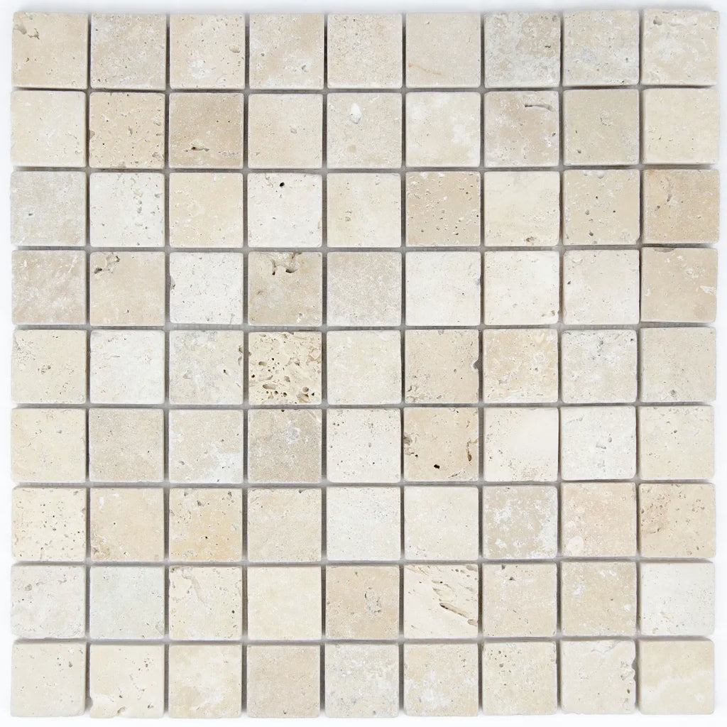 Mosaïque travertin ivoire 3,2x3,2 cm carreaux petits formats vue principale