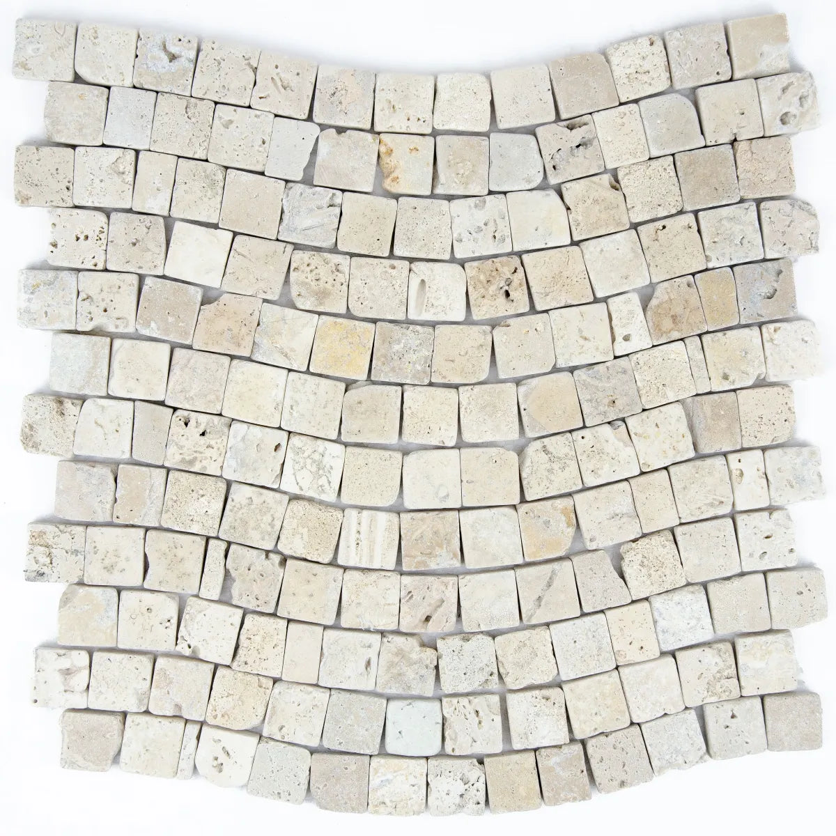 Mosaïque travertin ivoire vague 30,5x30,5x1 cm motifs ondulés