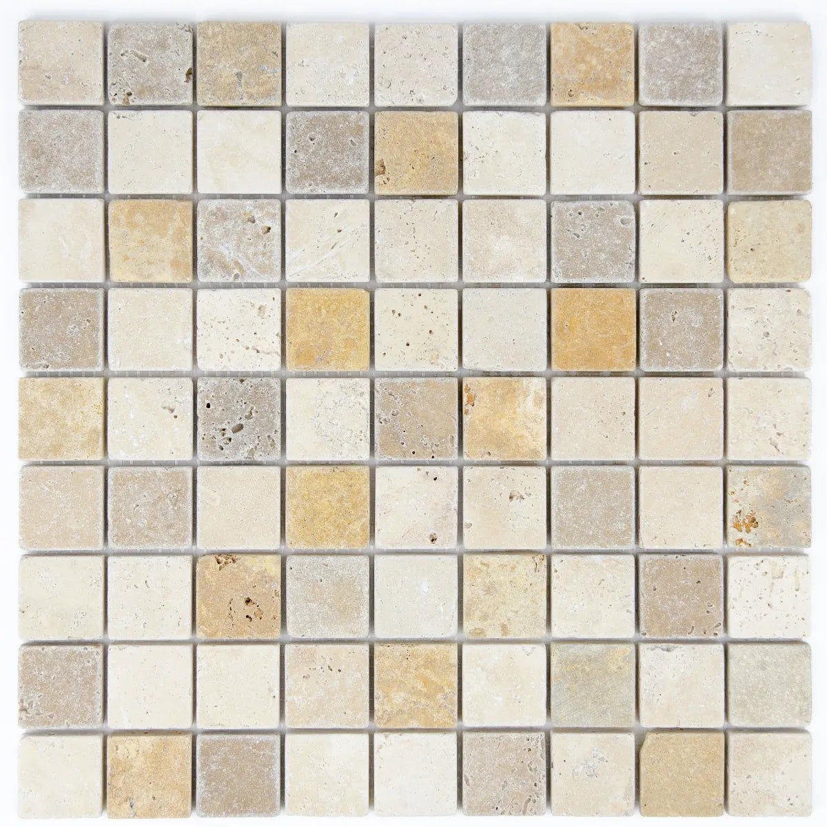 Mosaïque travertin mix couleurs 3,2x3,2 cm vue principale multicolore