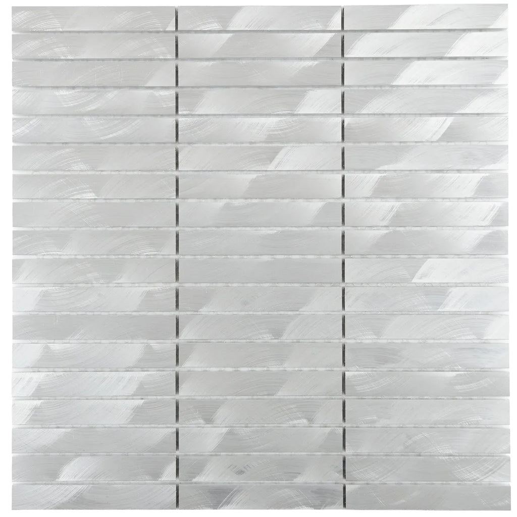 Mosaïque en inox gris barrette tube 