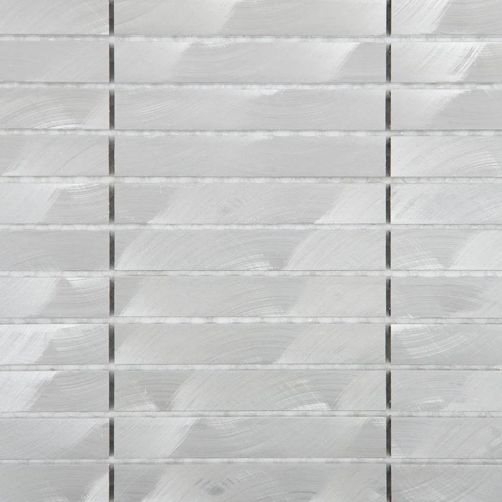 Mosaïque en inox gris barrette tube  zoomé