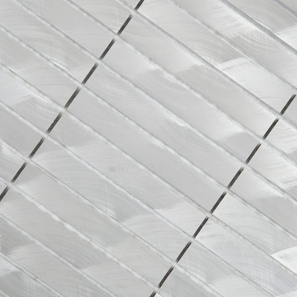 Mosaïque en inox gris barrette tube zoom perspective