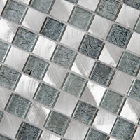 Mosaïque verre et aluminium argent haut