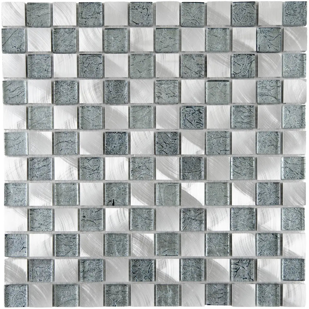 Mosaïque verre et aluminium argent
