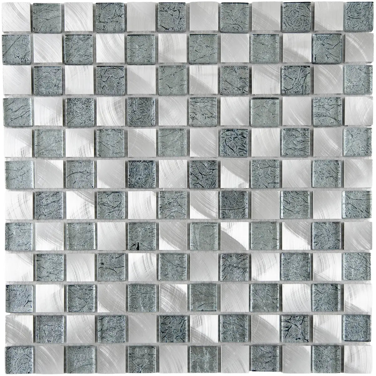 Mosaïque en verre et aluminium argent