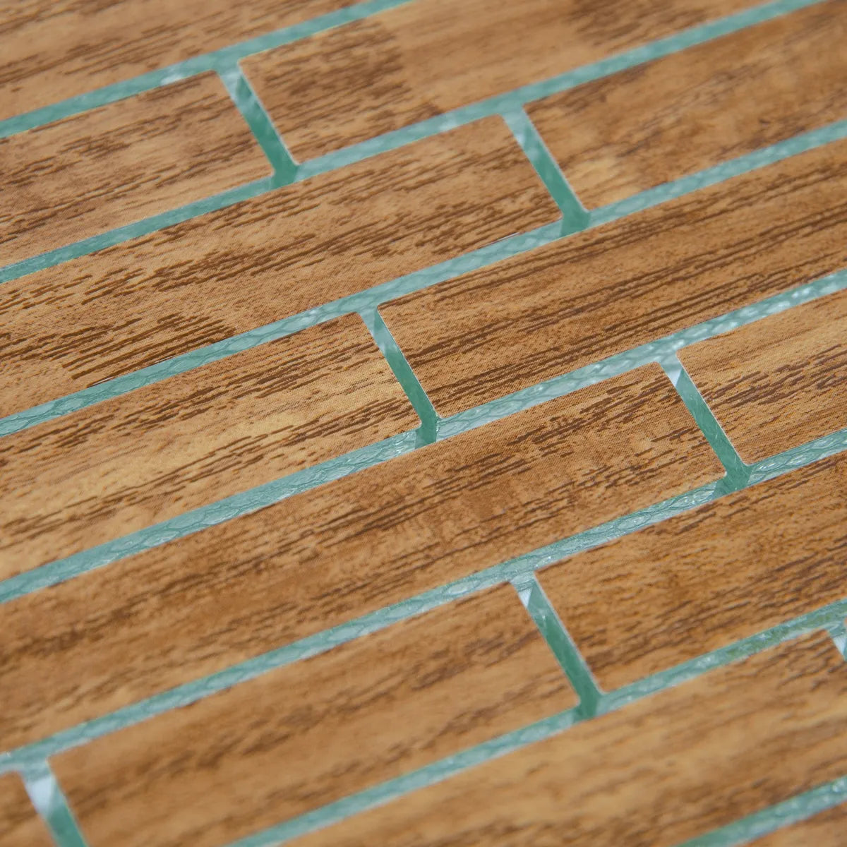 Mosaïque en barrette de verre effet bois perspective