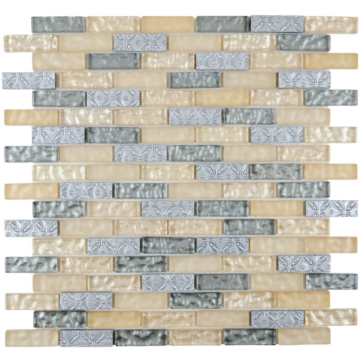 Mosaïque barrette verre gris et jaune
