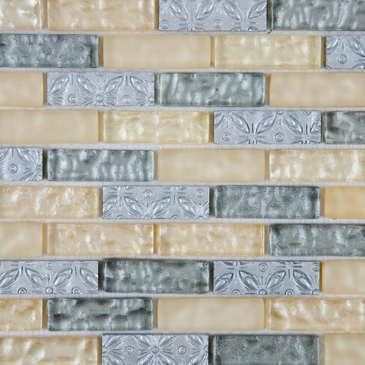 Mosaïque barrette verre gris et jaune zoom