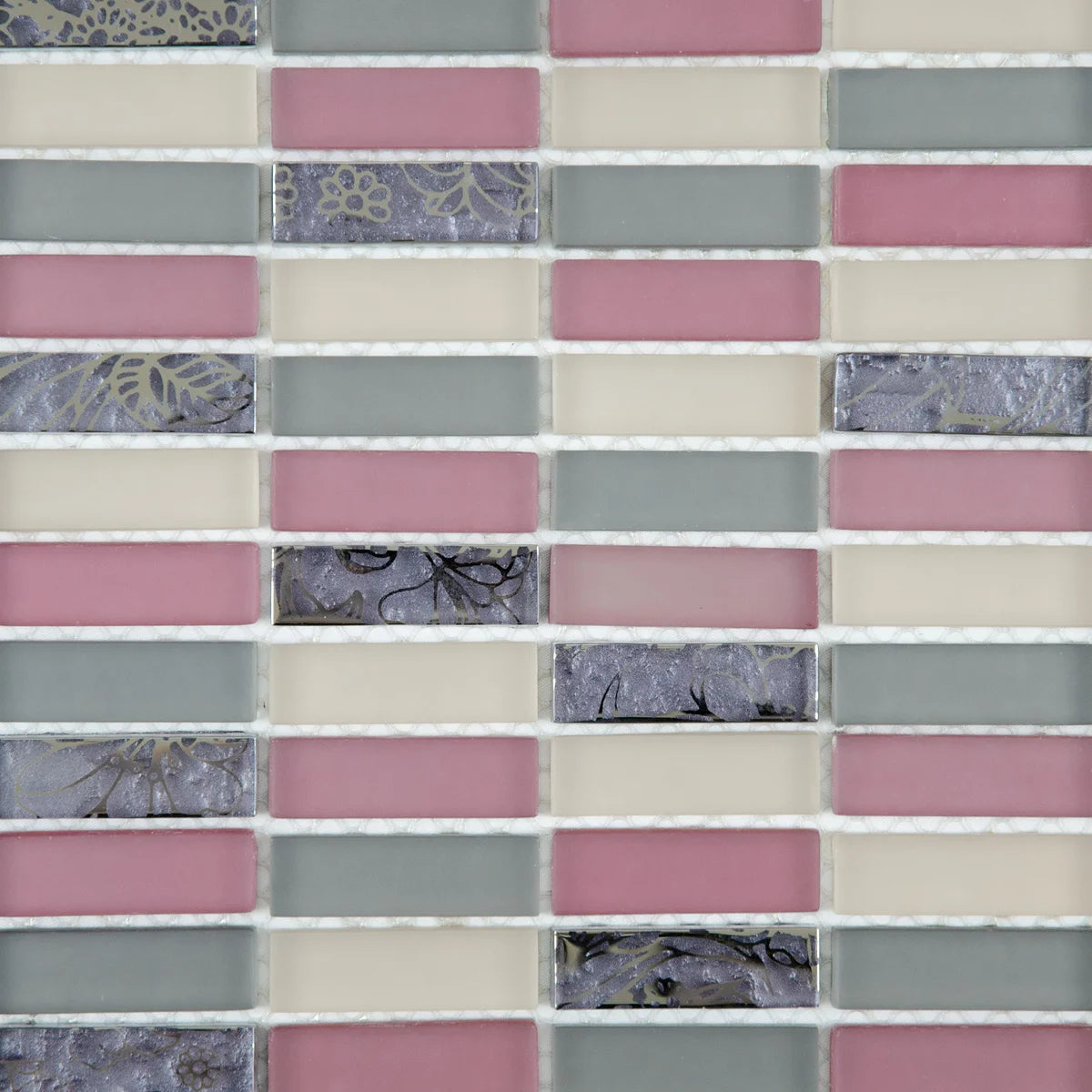 Mosaïque en verre format barrette mauve zoom