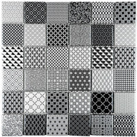 Mosaïque en verre gris et noir motif
