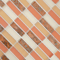 Mosaïque en verre orange format barrette perspective
